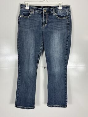 Women's Nine West Jeans Embroidered Back Pockets Size 8/29 Blue Denim